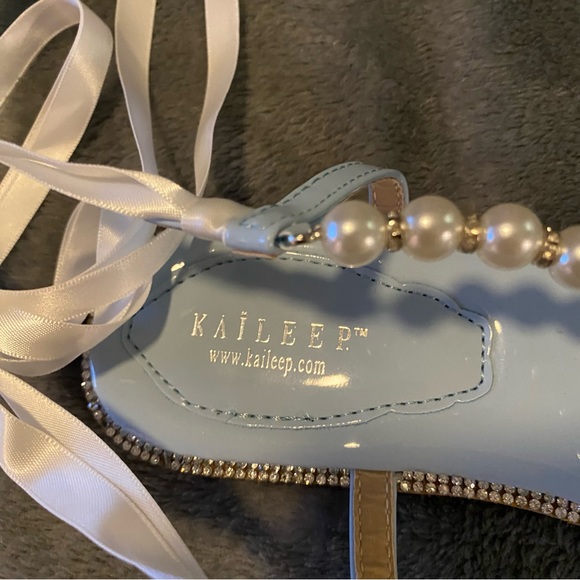 Kaileep Emmaline Pearl Satin Wrap Sandals - Picture 4 of 5